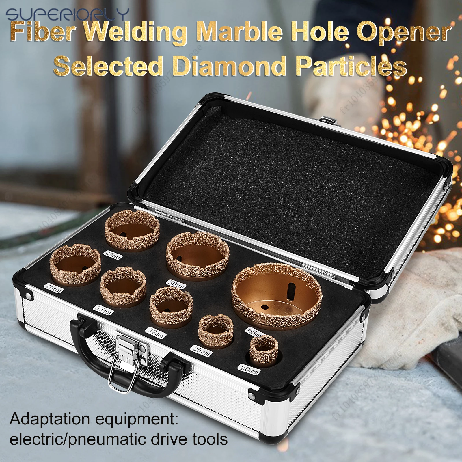 8 Pcs Dry Drill M14 Thread Brazing Hole Saw Set Diamond Core Bit Set   Porcelain Tiles Crowns Granite Marble vitrified tile Dril