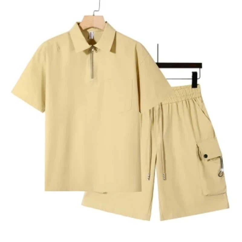 

2024 New Youth Leisure Business Set Men'S Summer Breathable Casual T-Shirt Men'S Solid Color Shirt Shorts Set High Quality Set