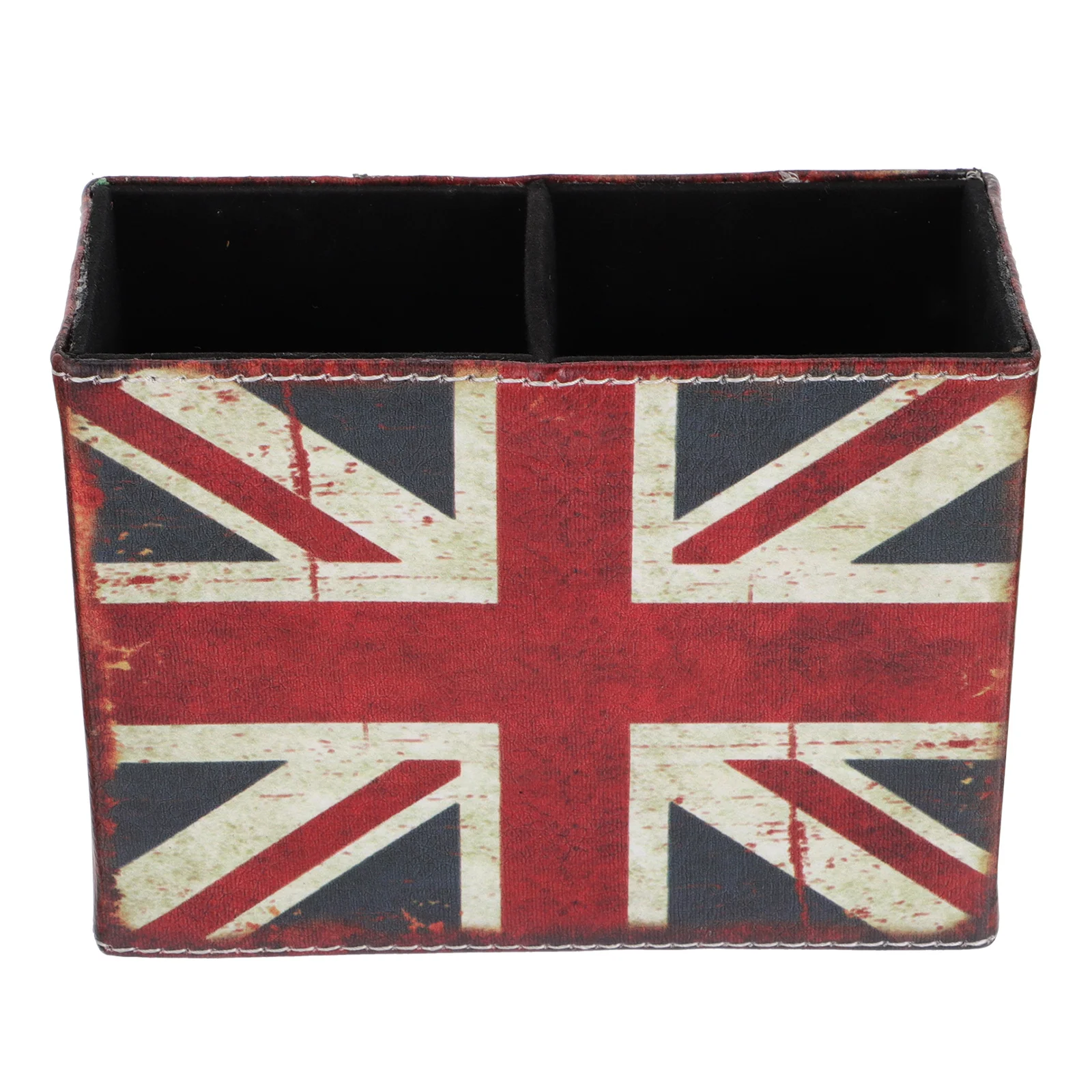 

1Pcs Retro PU Pen Holder Desk Organizer Office Storage Box Flag Pattern for Home Office Supplies PU Organizer