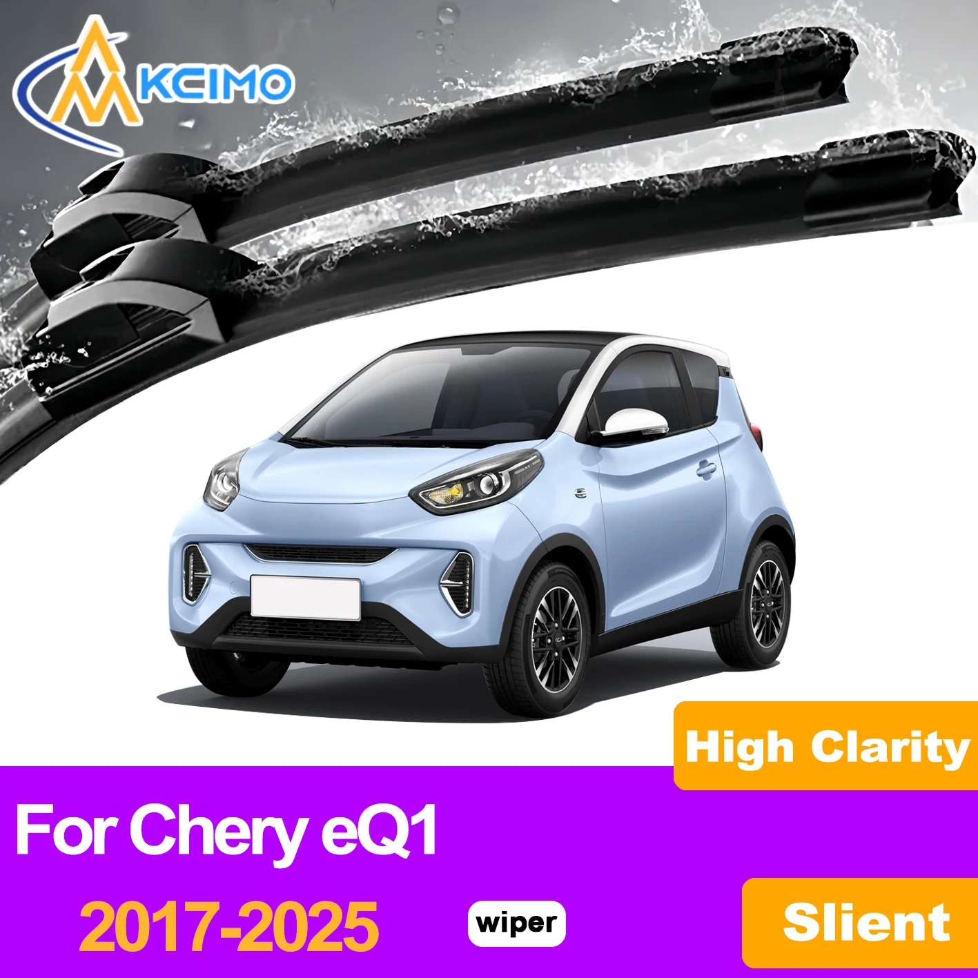 

KCIMO 2PCS Front Windshield Wiper Blades For Chery eQ1 2017-2025, Long Lasting Rubber Noiseless Perfect Fit Car Replacement kit