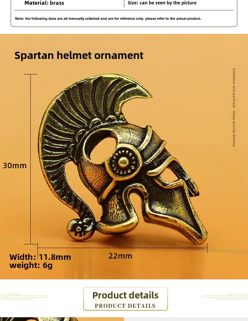 3 cm Mini Spartan Helm Messing Figur Handwerk Desktop Dekoration Heiße Souvenir Ornament – Detail 3