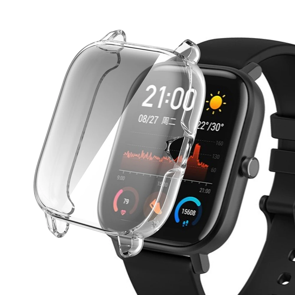 1x capa protetora de revestimento tpu macio para amazfit gts 2 gts3 4 capa completa acessórios de relógio inteligente pele