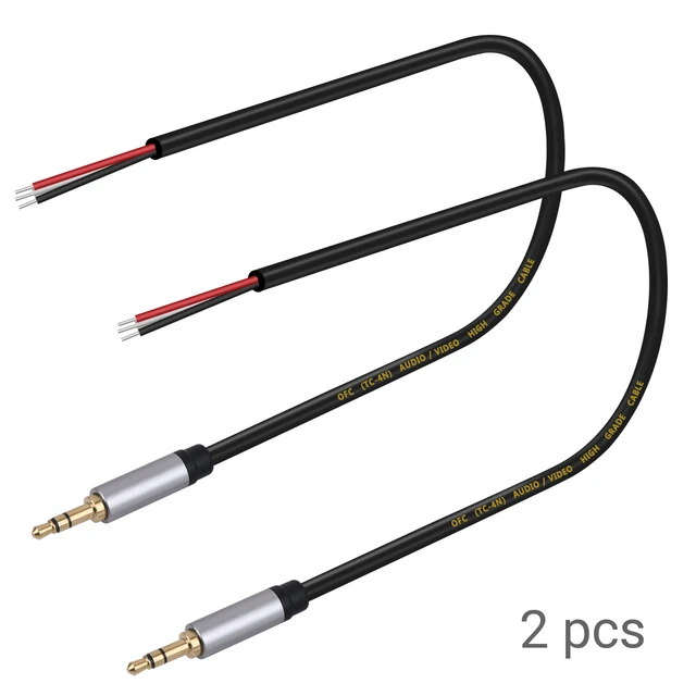 Replacement 3.5mm Male Plug to Bare Wire Open End TRS 3 Pole 