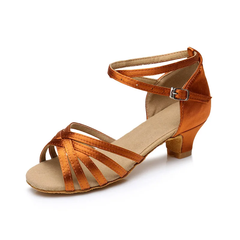 Latin Dance Shoes for Girls Women Ladies Ballroom Modern Tango Salsa Dancing Performance Shoes Medium Heels Training Shoes