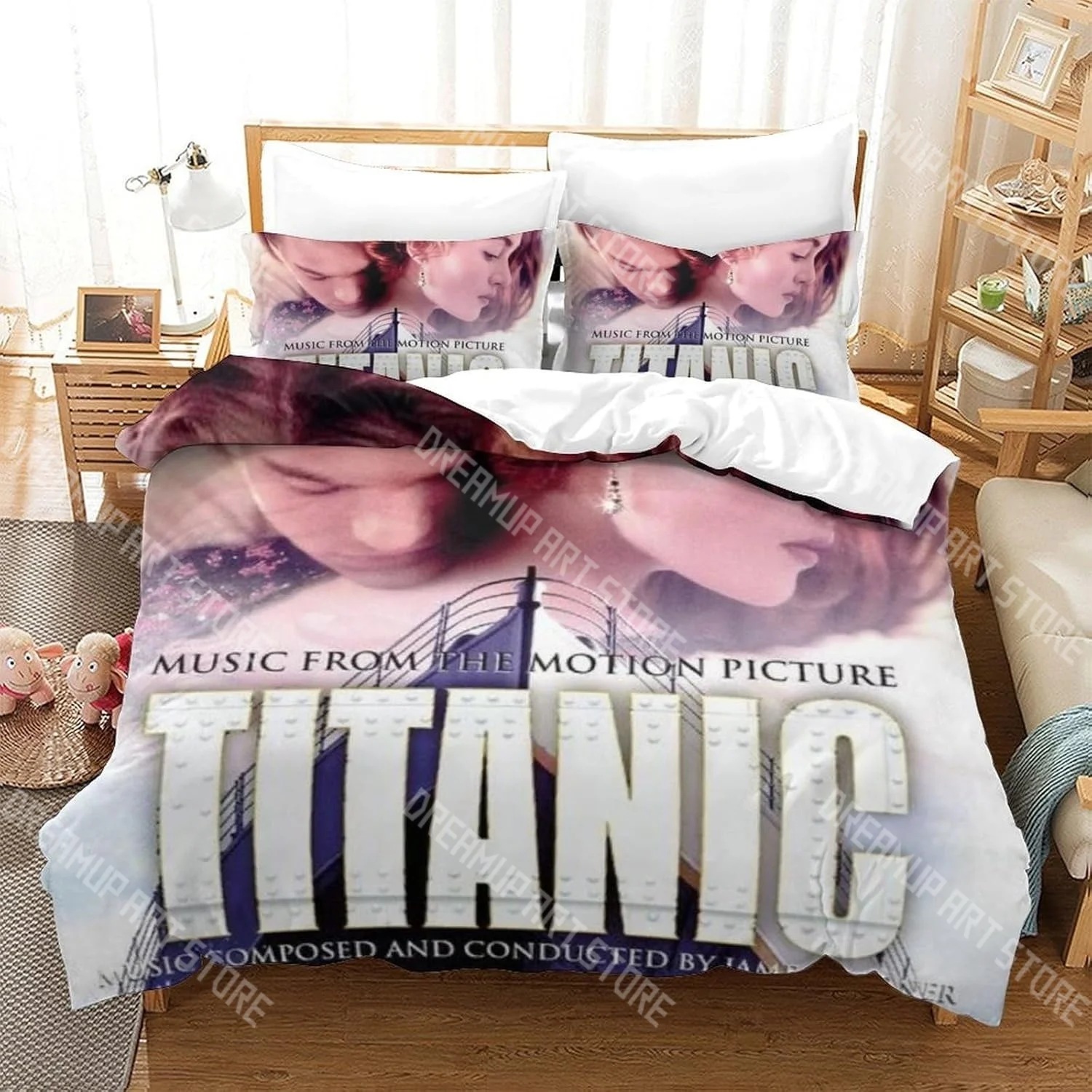 ファッションロマンチックな愛タイタニックジャックローズ寝具セットシングルツインフルクイーンキングサイズベッドセット子供の寝室布団カバーセット