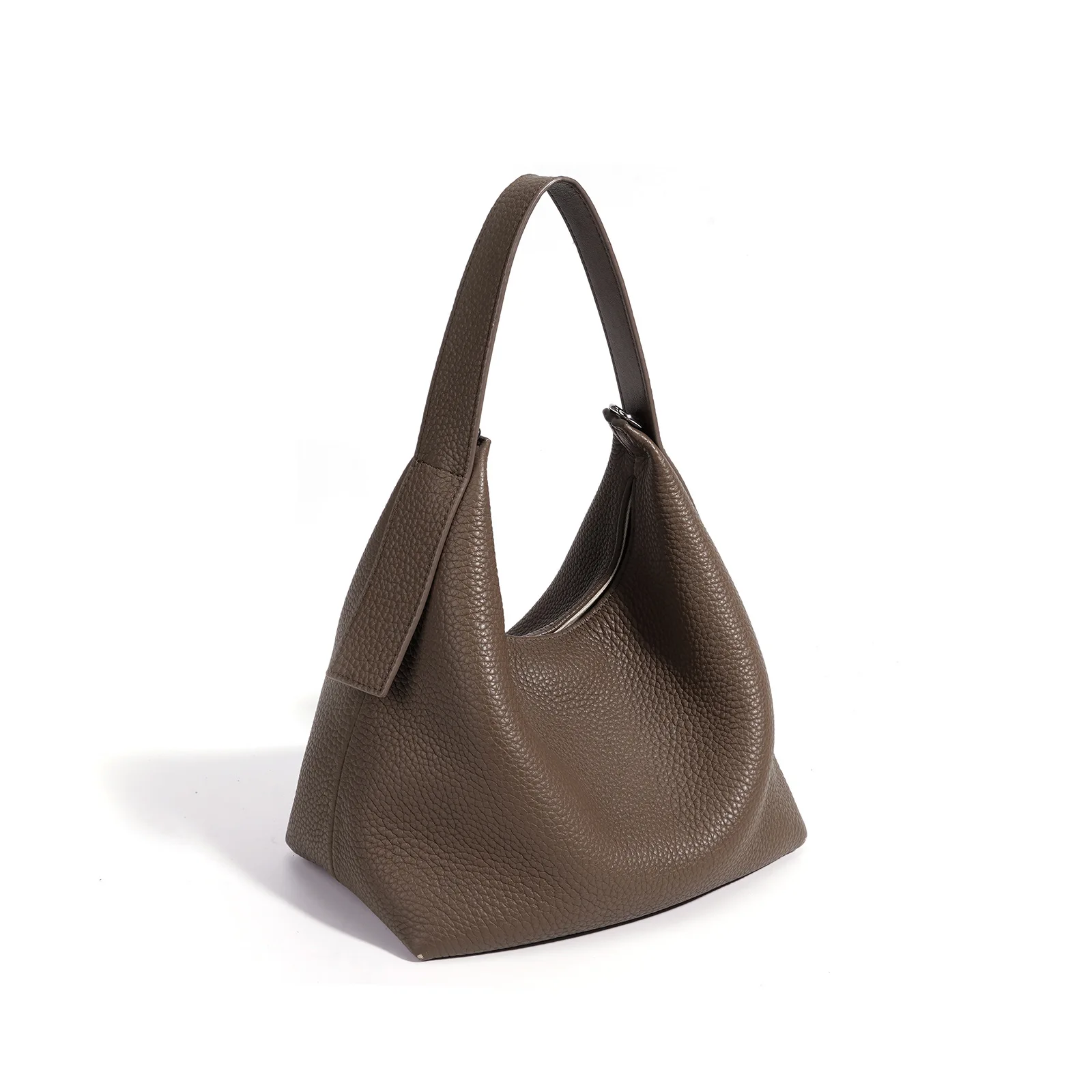 Ladies Small Top Grain Cowhide Hobo Purse Magnetic Closure Handheld Shoulder Crossbody Bag For Daily Commute