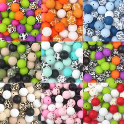 10/20/30Pcs 12mm 15mm Round Silicone Beads Set Pearl DIY For Chain Necklace Making Pen Beaded Silicone Jewellery Crafts Decor