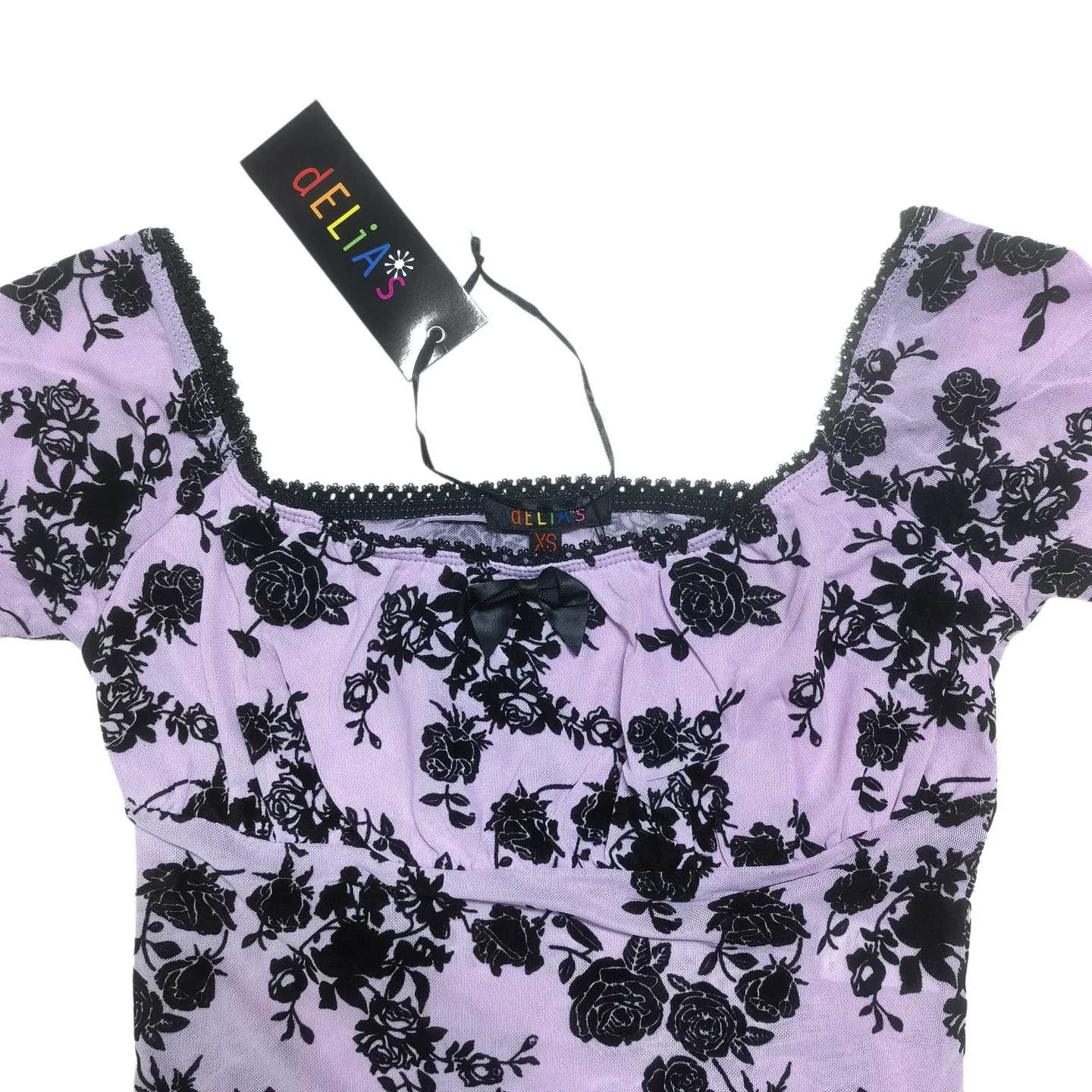 Gothic Dark Rose Short T-shirt Sexy Spicy Girl Mesh Large Size Only 7 Pieces Collaborative Work  Length Polyester Fiber
