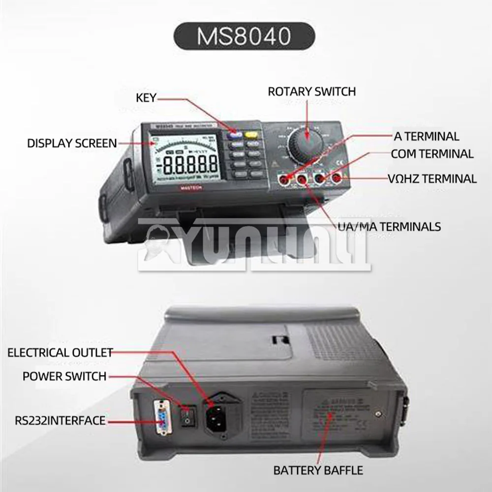 MS8040 22000 Counts with RS-232 Interface AC/DC Voltage Current Auto Range Bench Multimeter True RMS Low-pass Filtering