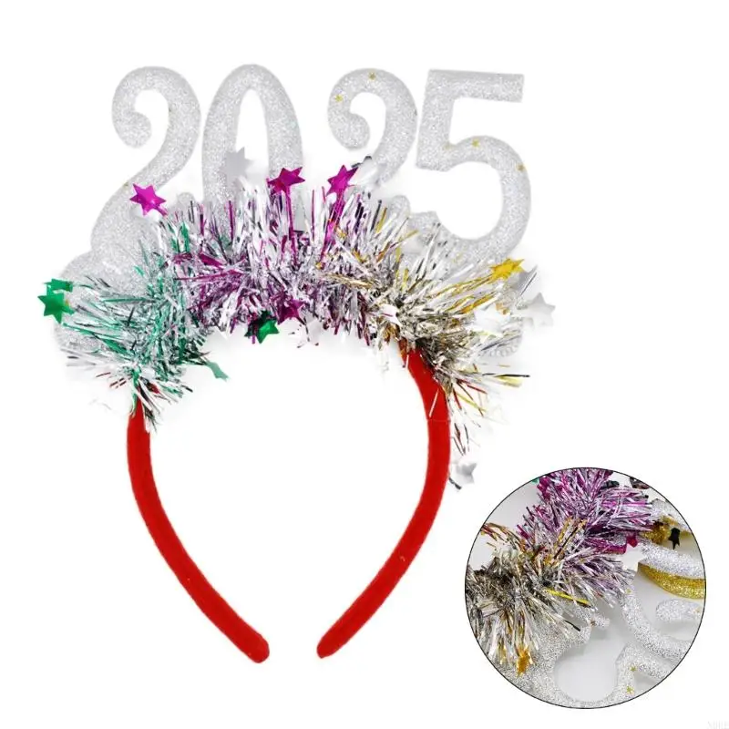 N0HE COMPLED GOLD BEADS للعام الجديد 2025 ملحق أغطية رأس أغطية الرأس للشباب والبالغين في حفلات نهاية العام