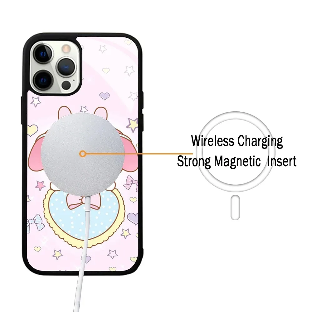 Cartoon M-Melody Phone Case Strong Magnetic For IPhone 15 14 13 Pro Max 11 12  Alex Mirror For Magsafe Wireless Charging Cover