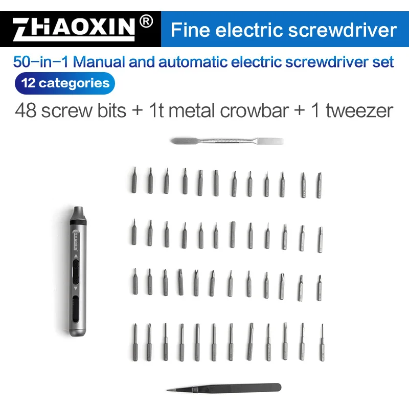 ZHAOXIN Rechargeable Cordless Electric Screwdriver Large Capacity Power Screw Driver Set Precision Equipment Repair Multi-Tools