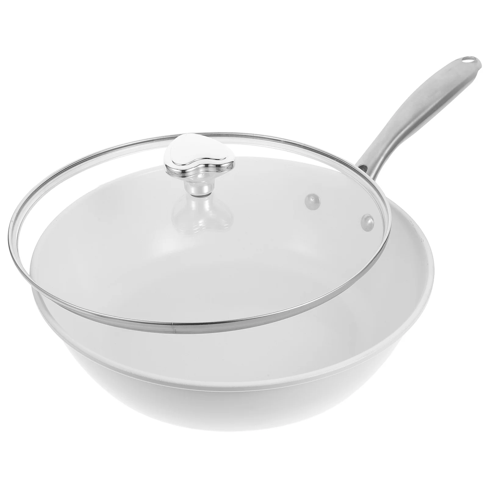 

1pc Ceramic Wok Pan Non-Stick Stir-Fry Cookware Flat Bottom For Gas Induction Stove Kitchen Frying Pan Hard Shell