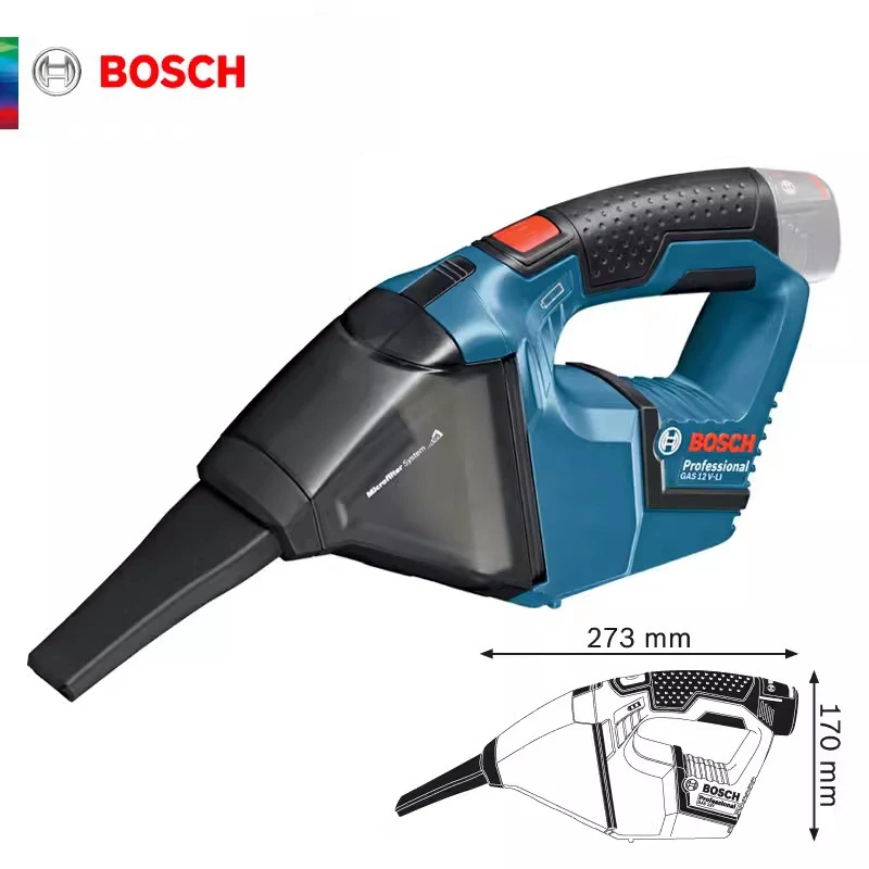 Bosch Professional GAS 12V-LI Vacuum Cleaner Cordless Handheld Vacuum Cleaner 15Mins 45Pa Suction 350ML Dust Cup Without Battery