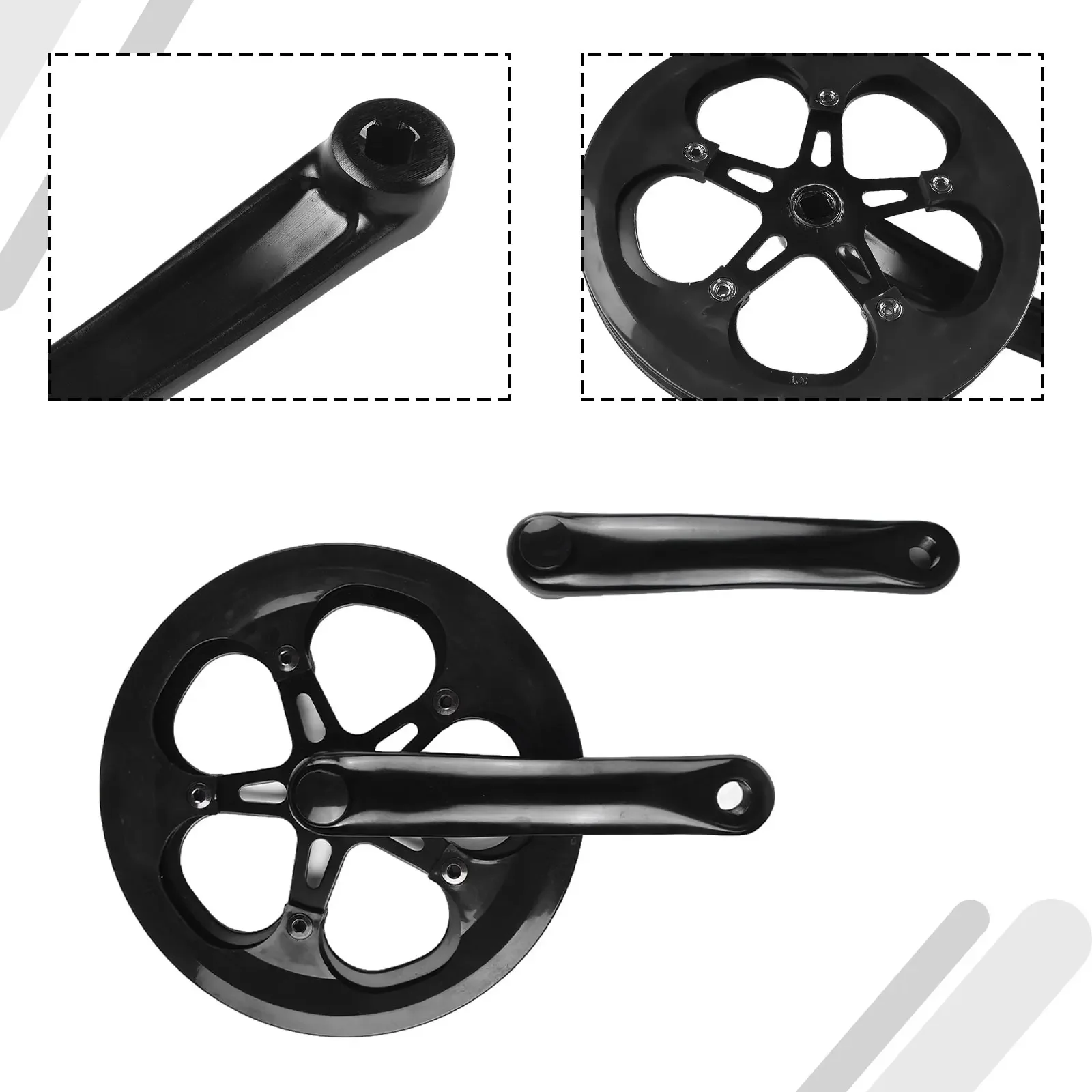 Durable Fixie Bikes MTBbikes Bike Crankset CrankArm Set 52T 170MM Black Easy To Install For Square Hole Good Compatibility