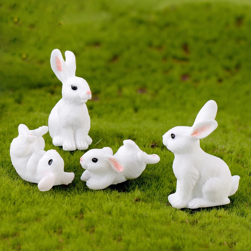 

New 1PC Cute Rabbit Easter Miniature Resin Craft Mini Bunny Ornament Fairy Garden Supplies Home Figurine Animal Garden Ornament
