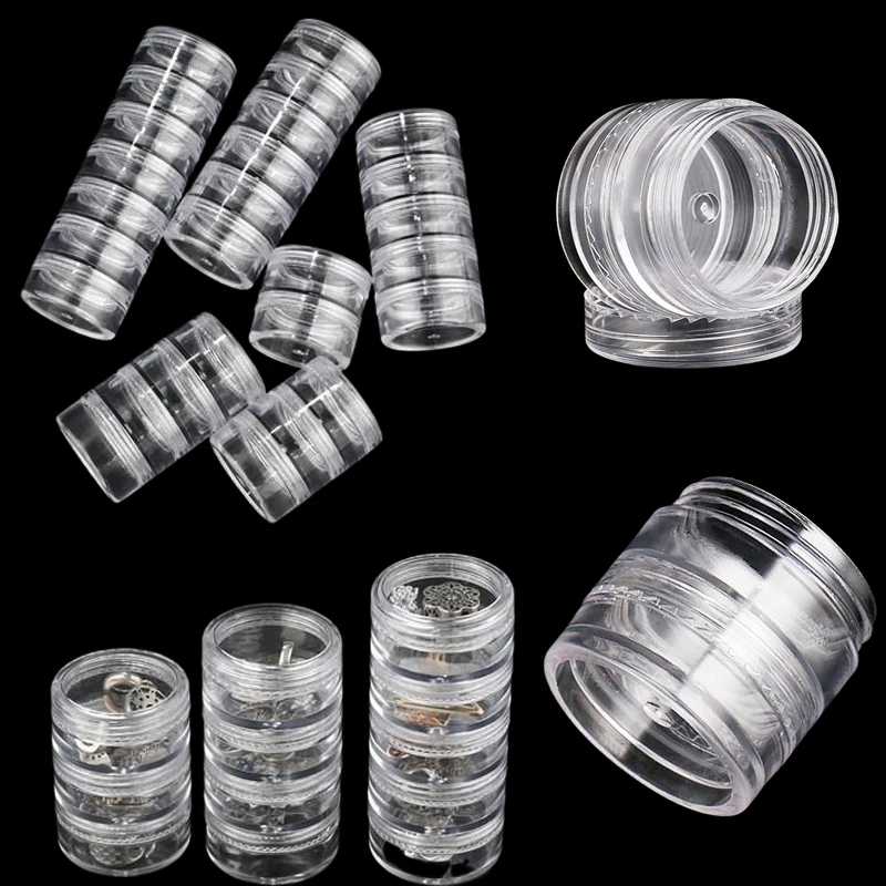 2Pcs 5g/10g Round Clear Stackable Creams Jars Storage Box Empty Mini Cosmetic Containers For Jewelry Nail Art Eyeshadow Crafts