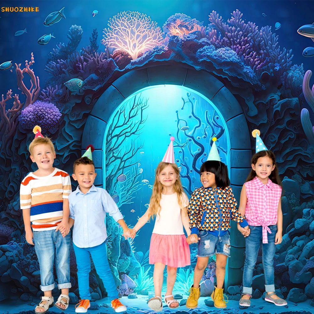 Fondo de fotografía del mundo submarino océano peces submarinos Coral acuario pecera decoración retrato de bebé fondo estudio fotográfico