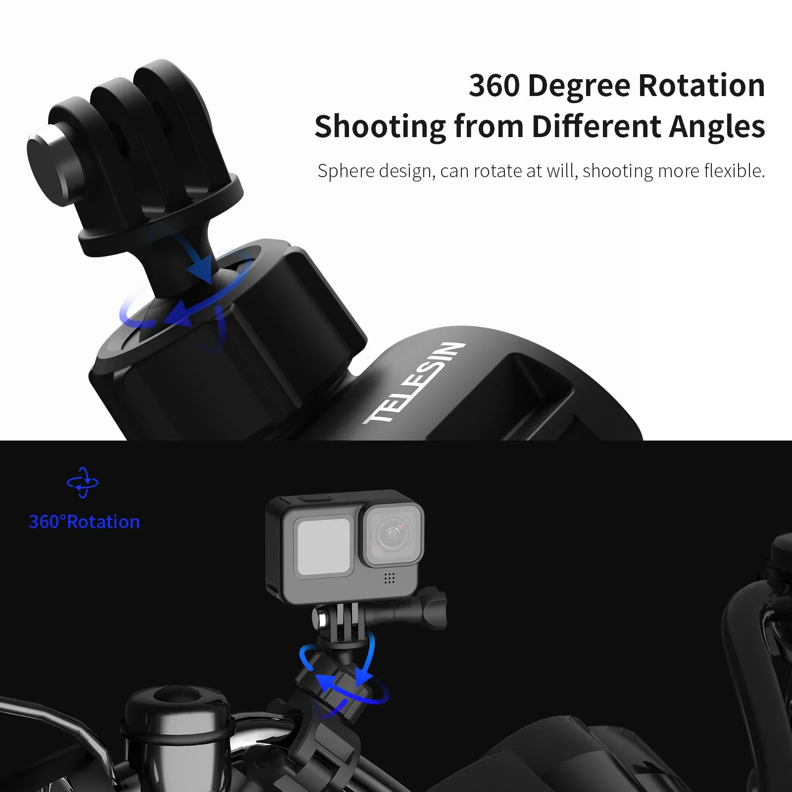 FF-F19B Rotazione di 360 Gradi Montaggio Manubrio Bici Della Bicicletta Del Motociclo Per Gopro Hero 10 9 8 7 6 5 Insta360 Osmo Azione IPhone