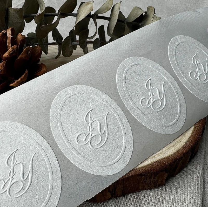 

Customized 3D tree pattern paper logo sealing sticker, concave convex adhesive label, sticker advertisement