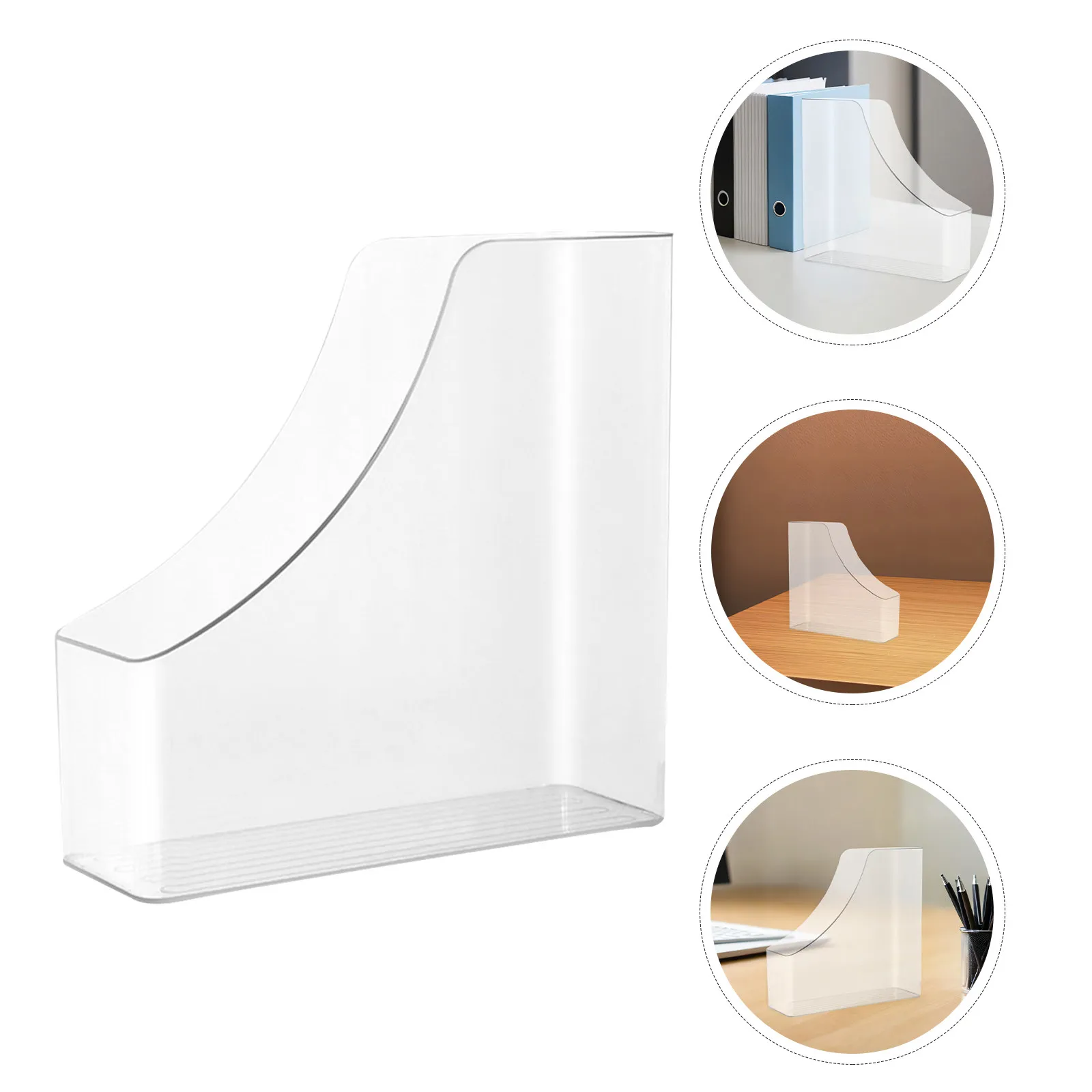 

Clear Acrylic Vertical File Storage Organizer Desktop File Holder Magazine Rack for Office Home School Document Organizer