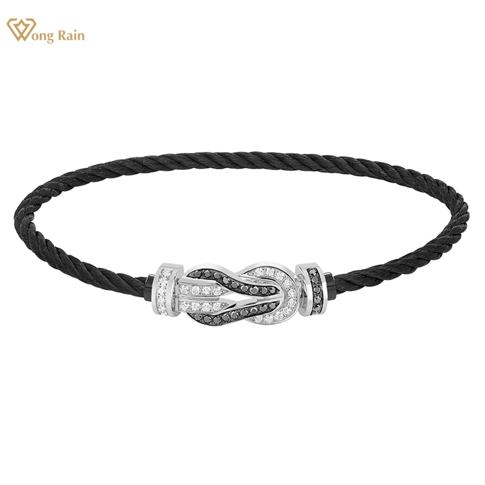 

Wong Rain 100% 925 Sterling Silver Lab Sapphire Gemstone Personality Women Bracelets Fine Couple Jewelry Party Gifts Wholesale