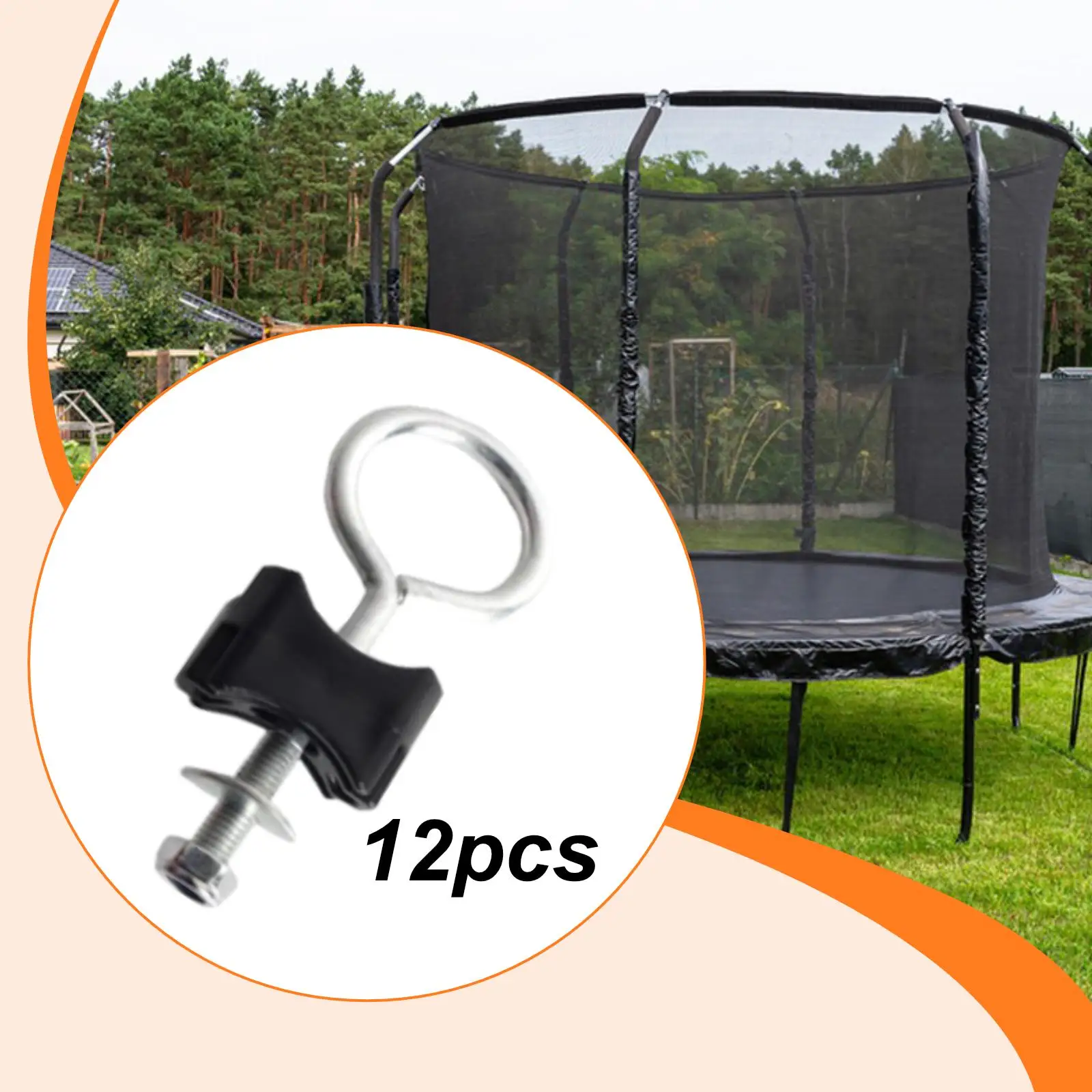 

12Pcs Trampoline Screws Replacement Part Enclosure Pole Spacers and Nuts Trampoline Accessories