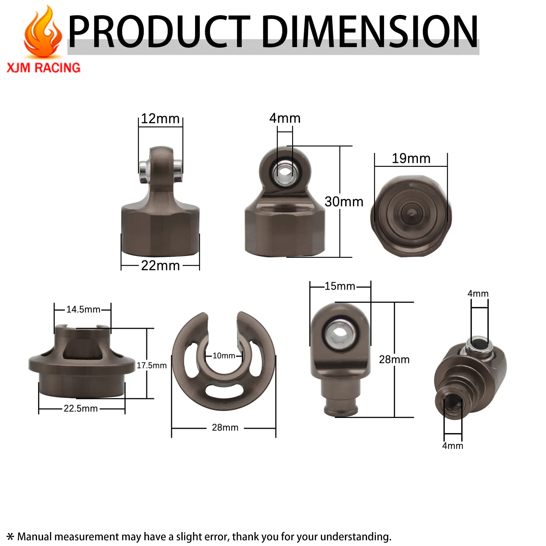 New 6mm Alloy Front or Rear Shock Absorber 2pc for 1/5 Hpi Rofun Rovan Kingmotor Baja 5B SS Parts