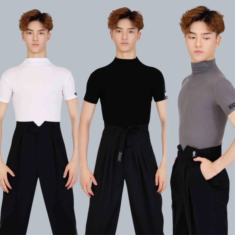 Costume de danse de salon pour enfants, haut de danse latine à manches courtes, pantalons de danse modernes pour garçons, vêtements d'entraînement de danse latine SL13462