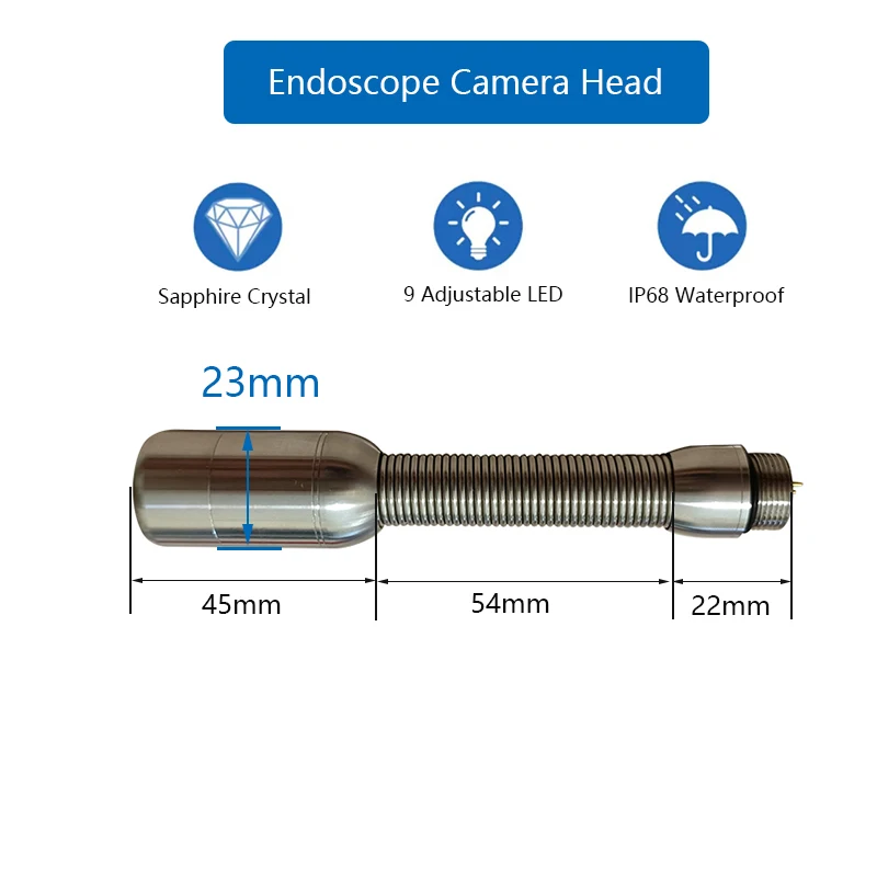 TIMUKJ-cabezal de cámara de 23mm, endoscopio de inspección de drenaje de alcantarillado de tubería Industrial impermeable de acero inoxidable IP68