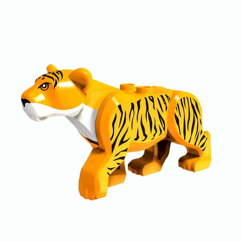 MOC Tiere Tiger Ziege Schwein Leopard Eisbär Elefant Mittelalterlichen Krieg Wolf Bausteine Spielzeug Wald Ziegel Zubehör Spielzeug