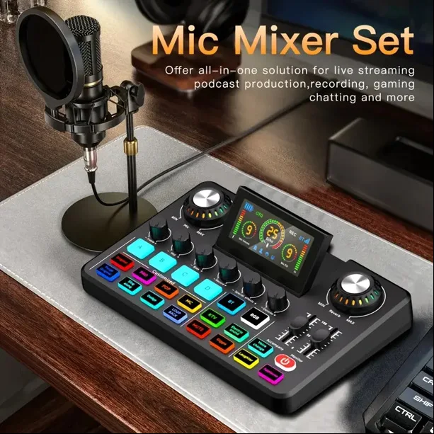 

F668 Live Sound Card Digital Foldable Display Screen Support Instrument Custom Function With RGB Light Live Streaming