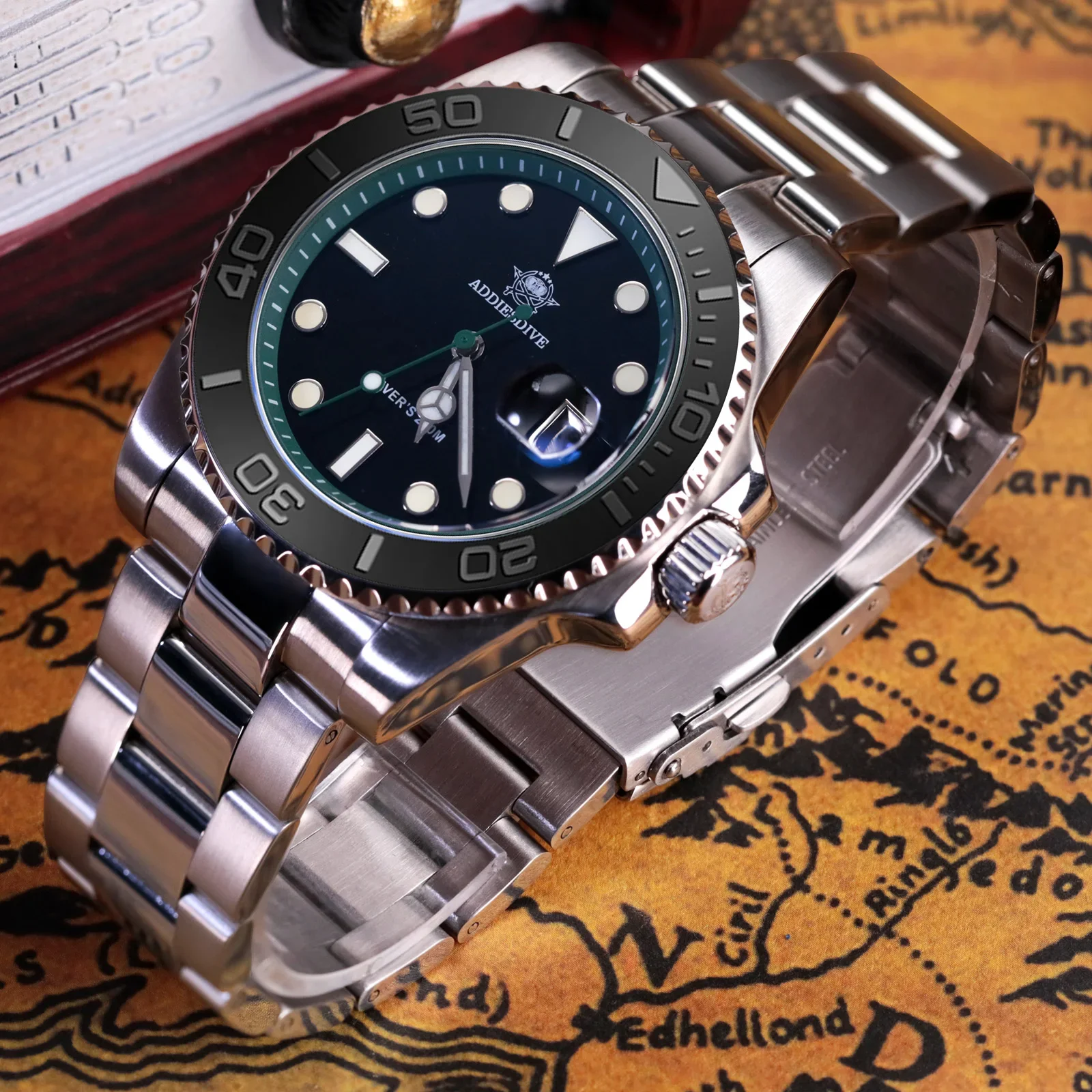 Addiesdive الفولاذ المقاوم للصدأ ساعات الغوص للرجال 20Bar مقاوم للماء BGW9 مضيئة 41 مللي متر AR المغلفة ساعة فاخرة Relogio Masculino