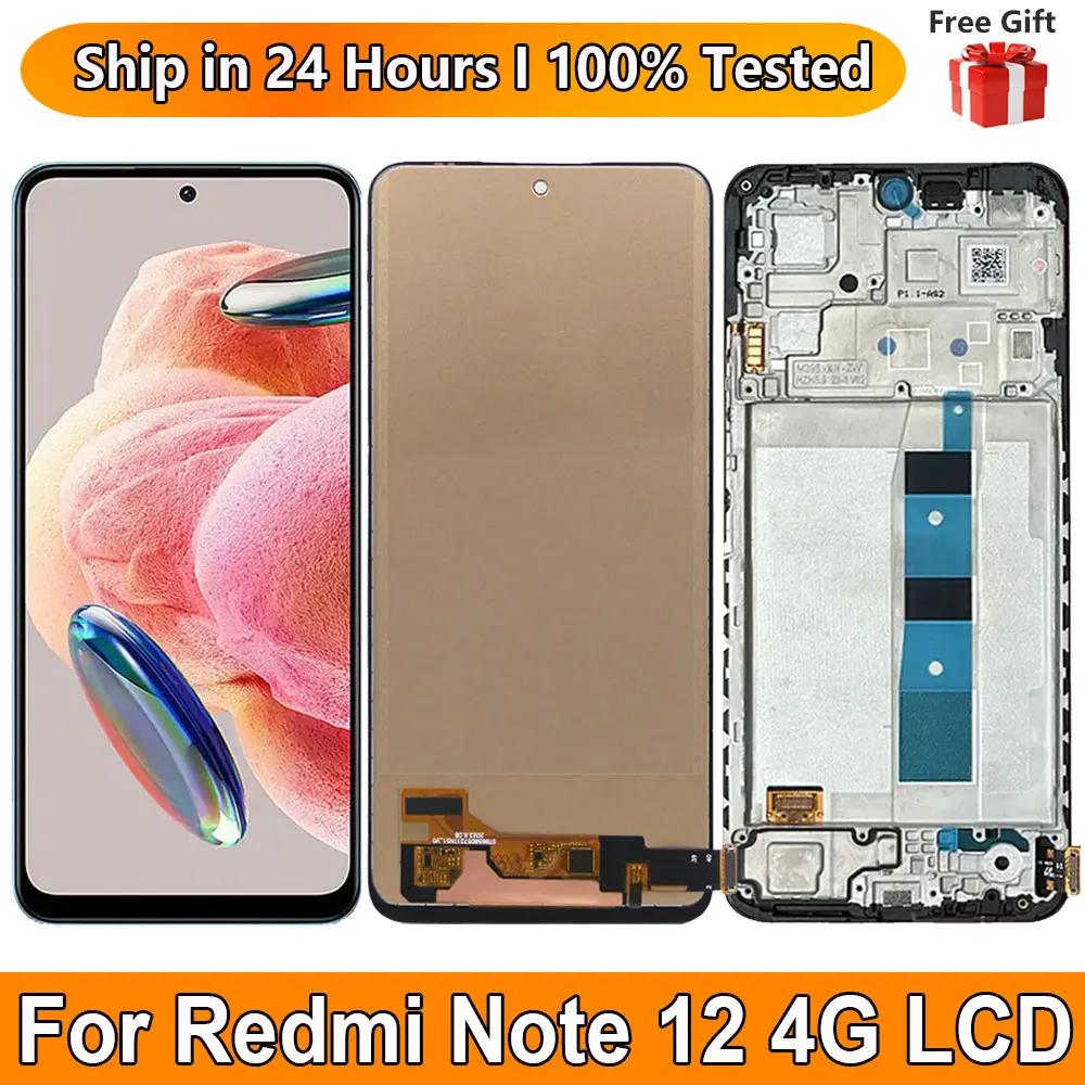 Dla Xiaomi Redmi Note 12 4G 23021RAAEG 23021RAA2Y Wyświetlacz LCD z ramką dotykową Cyfrowy dla Redmi Note 12 4G Wymiana ekranu