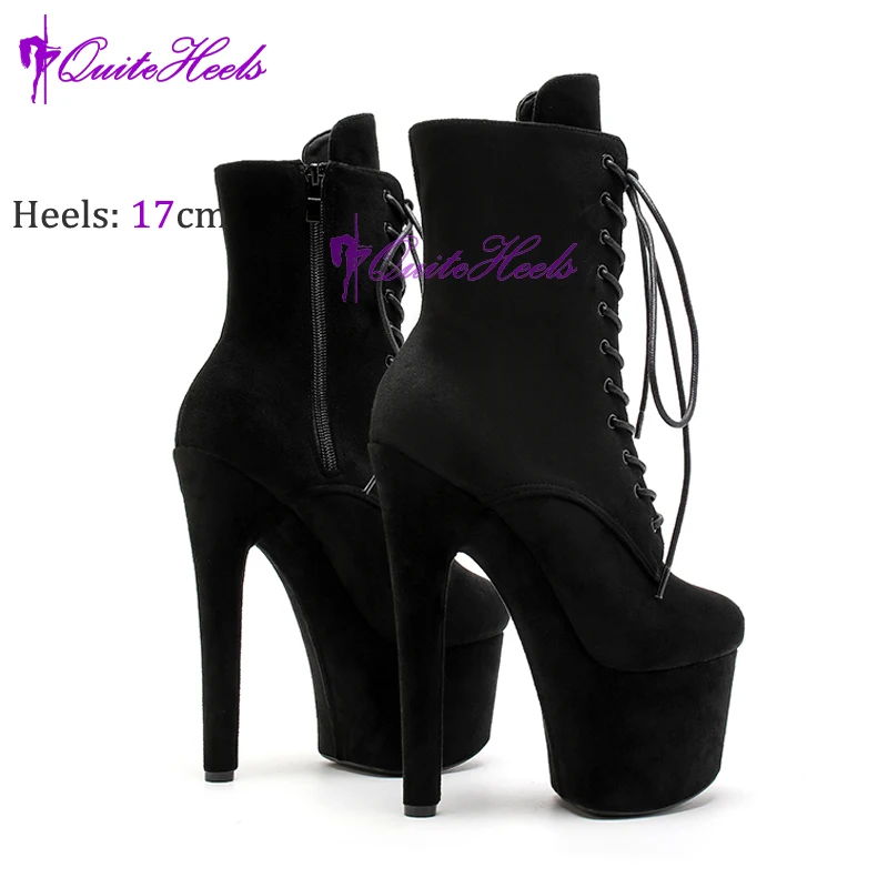 Hotales Black Matt Exotic Stripper Ankle Boots 17 20cm High Heels Platform Sexy Pole Dance Shoes Women 36-41