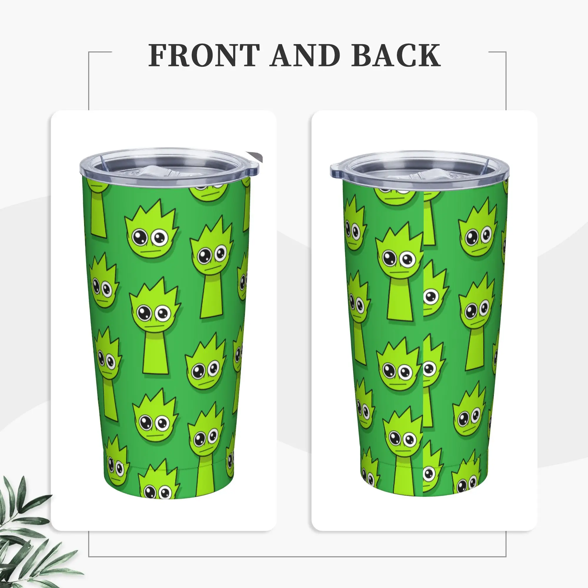 Sprunki Cartoon Anime Tumbler Vacuum Insulated  Coffee Cups with Lid Straw School Mug Spill Proof