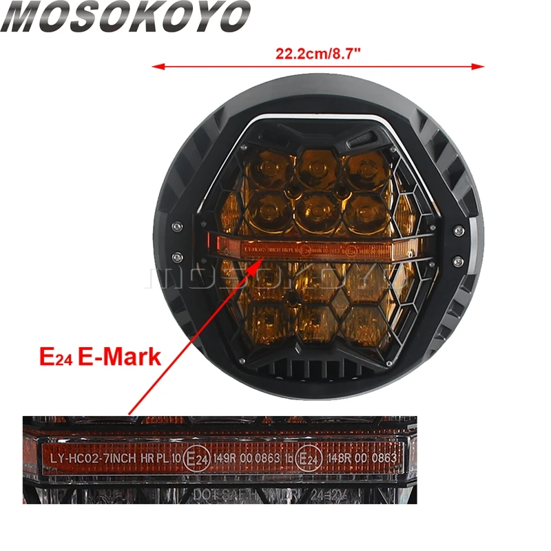 Headlight Hi/Lo Beam DRL Motorcycle 7" LED Headlamps For Harley Touring Softail Heritage Deluxe Slim CVO Classic Dyna Switchback view 3
