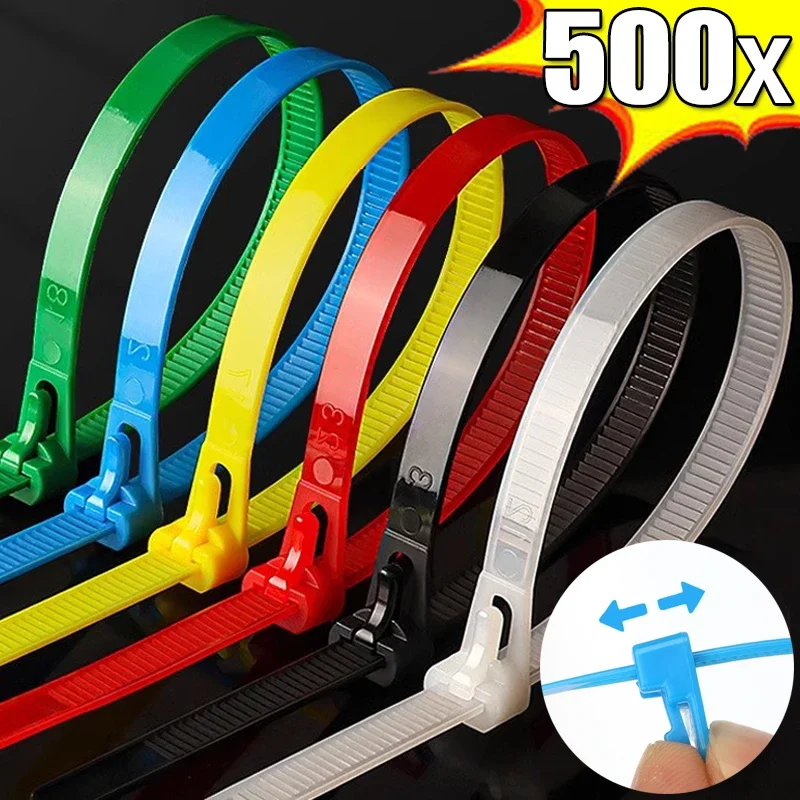 Releasable Nylon Cable Ties Fastening Loop Wire Management Binding Wrap Straps Slipknot Loose Organizer Cord Cable Tie Bundle