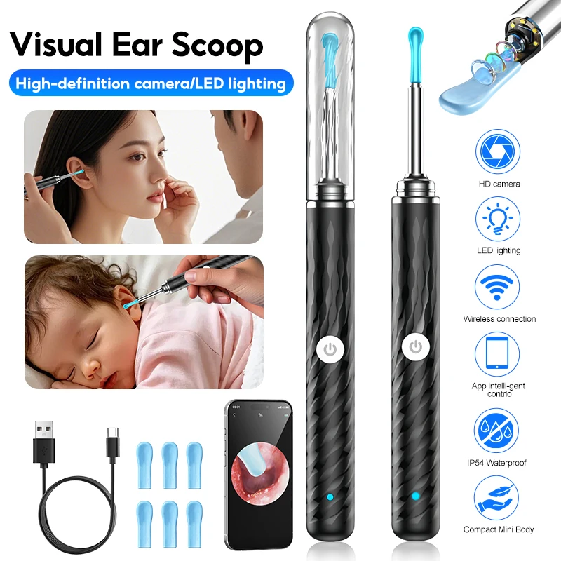 

Smart Visual Ear Cleaner HD Ear Sticks Otoscope USB C Charging Endoscope Wax Removal Tool Earpick MIni Camera Health Care Set