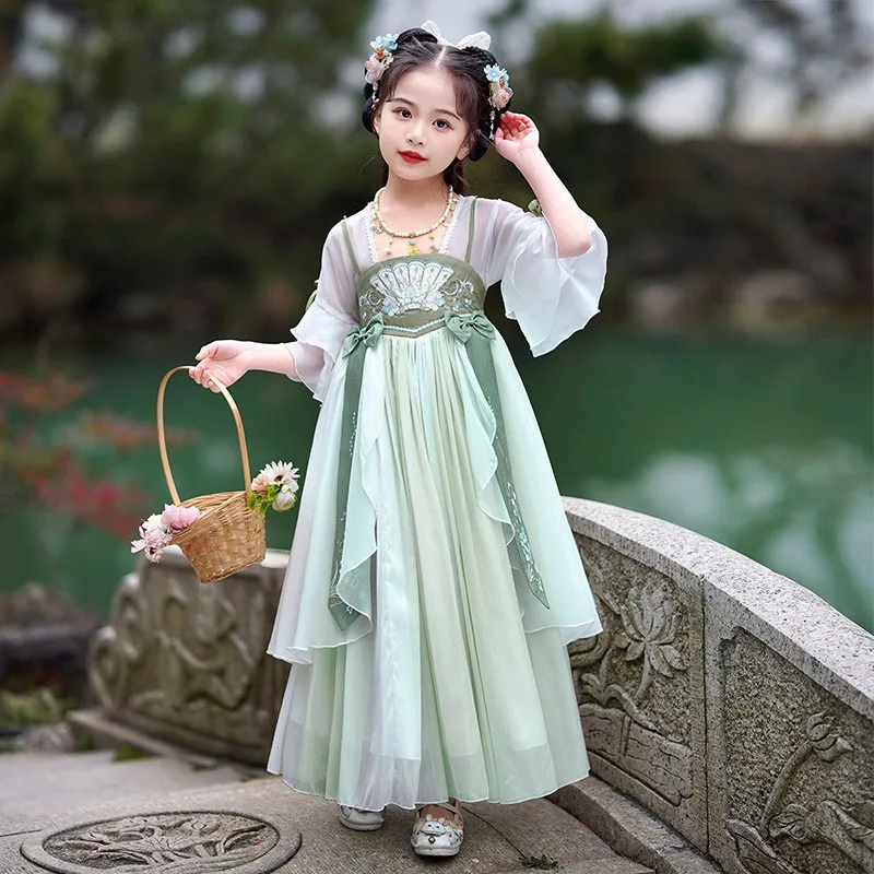 Meisjes Vintage Chinese Traditionele Hanfu Jurk Lief Meisje Kinderen Voeren Kostuums Sprookjesjurk Prinses Tang Pak Kids Cosplay