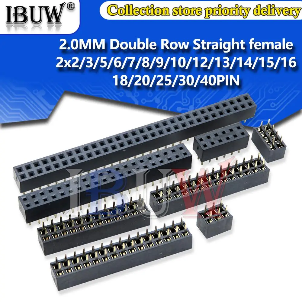 10 SZTUK 1X 2X/2/3/4/5/6/8/10/40 PIN Dwurzędowy prosty żeński PIN HEADER 2.0MM 2MM Gniazdo złącza paska 3p/4p/6p/8p/20p/40p