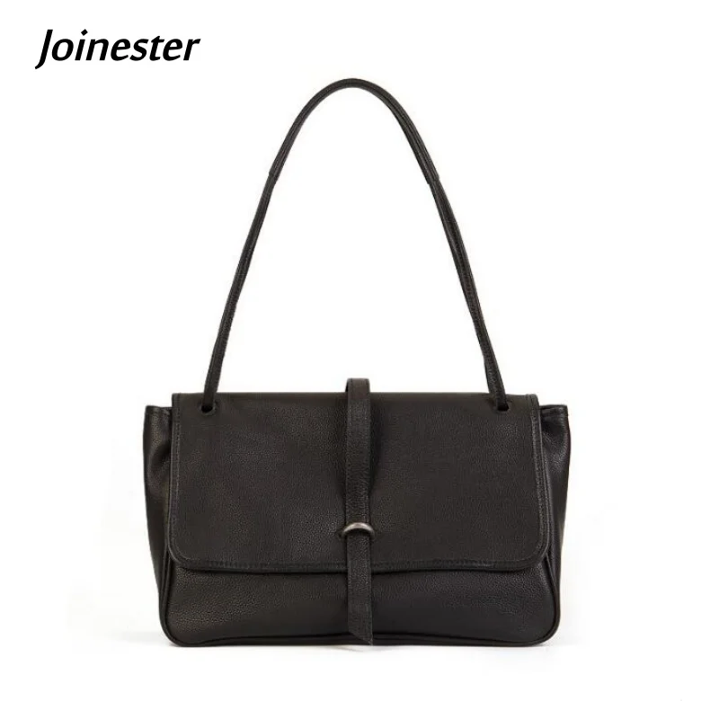

Genuine Leather Solid Color Vintage Flap Shoulder Bag for Ladies Casual Large Tote Versatile Commuting Messenger Bags