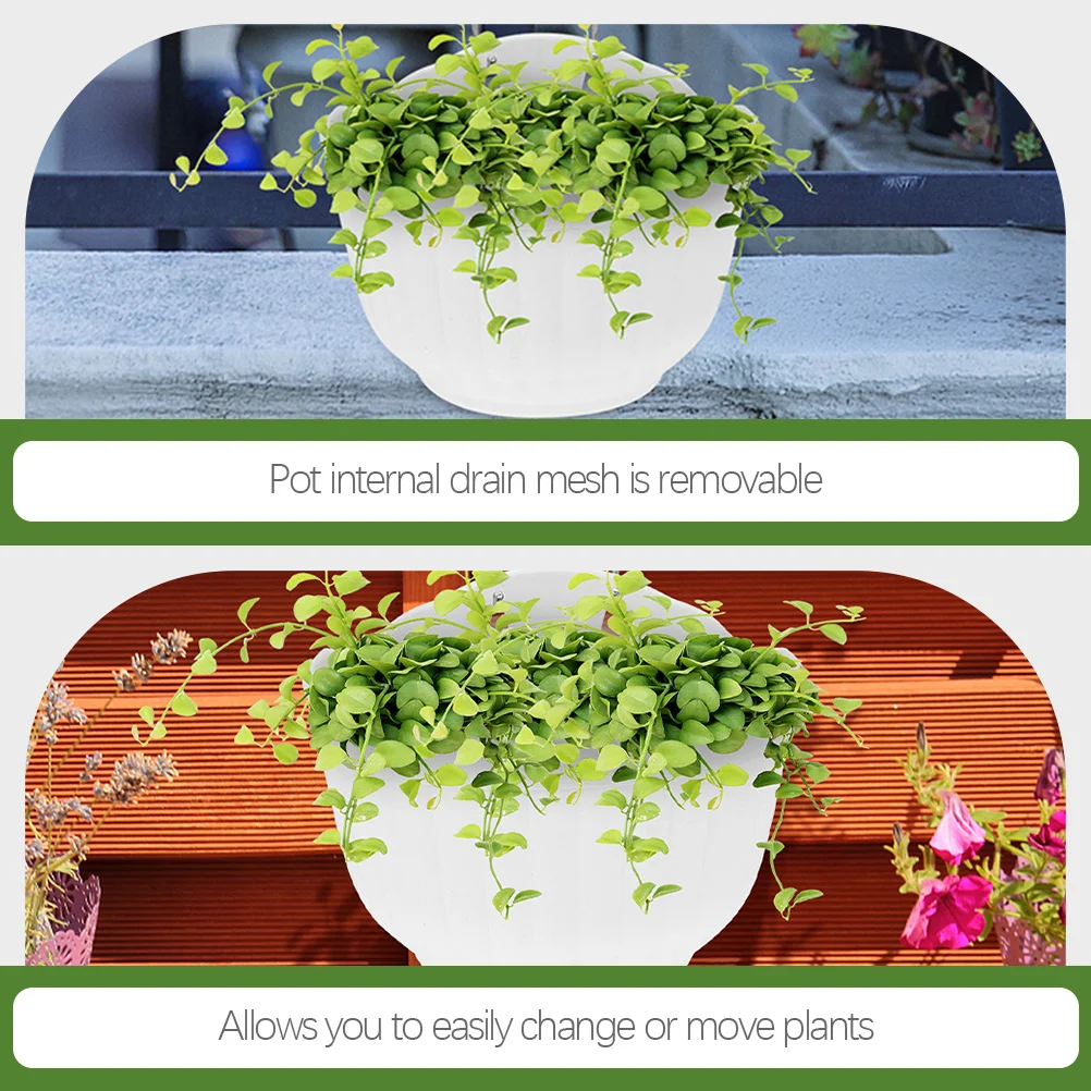 

4Sets Resin Wall Hanging Planters Balcony Flower Pot Indoor Outdoor Hanging Plant Holders for Garden Home Decoration