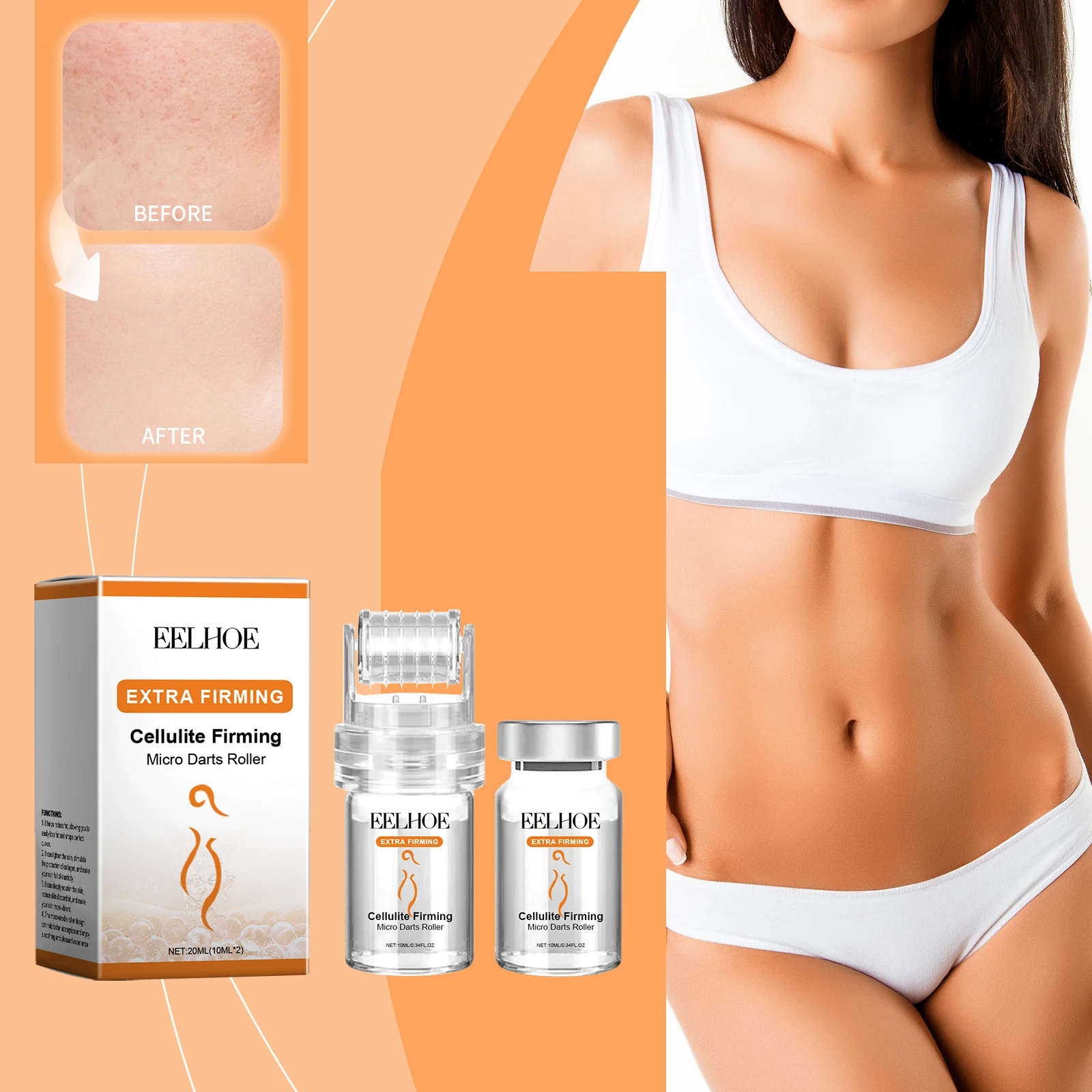 Extra Firming Cellulite Treatment - Micro Darts Roller for Body Contouring & Skin Tightening - Anti-Cellulite Cream with Firming