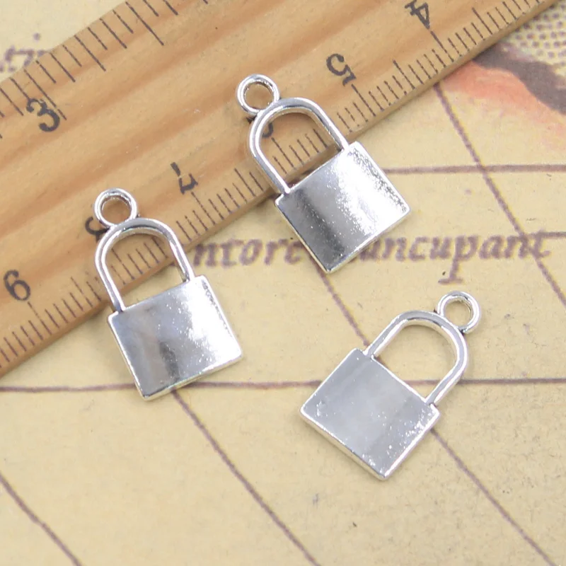 20 pçs encantos bloqueio suave 21x11mm antigo prata cor pingentes fazendo diy artesanal tibetano encontrar jóias