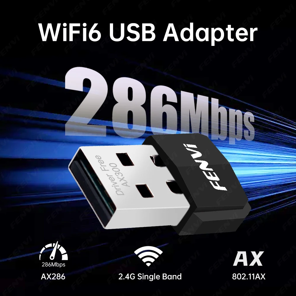WIFI 6 AX286 Adapter AX300 Network Card Mini USB Dongle 2.4GHz 802.11AX Signal Reception For PC Laptop Windows 10/11 Driver Free