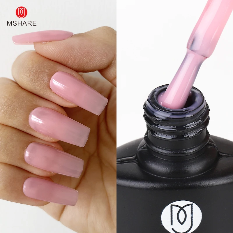 MSHARE Milky Pink Gel Nail Polish Soak Off 12g Cured With Nail Dryer Nude Beige Lacquer Varnish