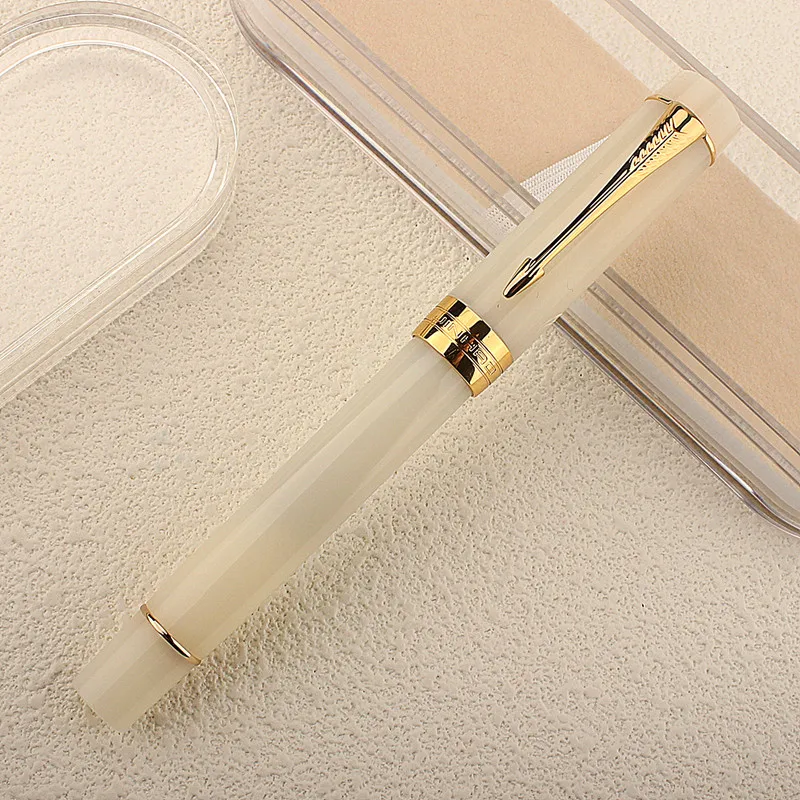 New Jinhao 100 Resin Fountain Pen #8 F/M Nib Ivory Color Writing Ink Pens with School Office Supplies