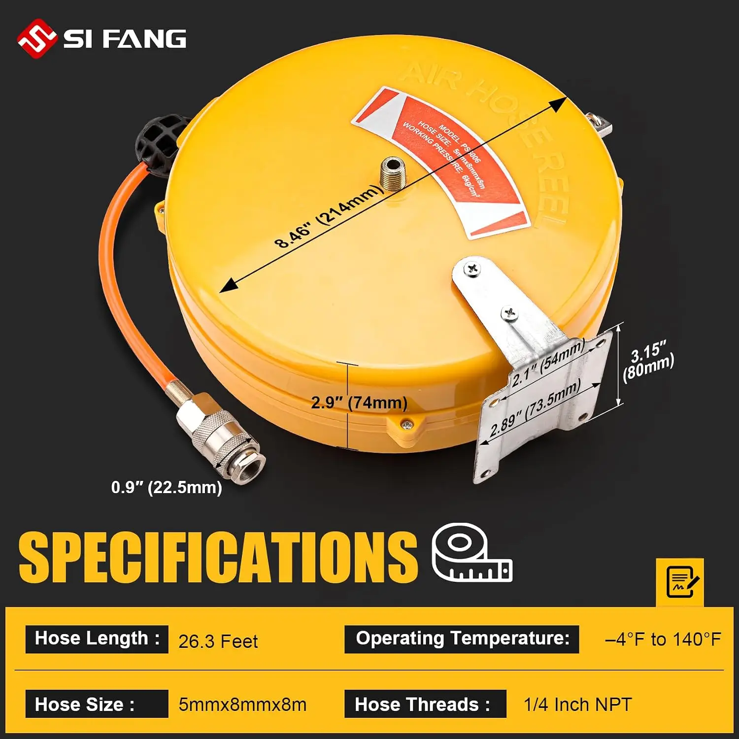 High Quality Automotive Air Hose Reel Pneumatic PU Tube 8mm OD 5mm ID Retractable Telescopic Drum for Vehicle Maintenance