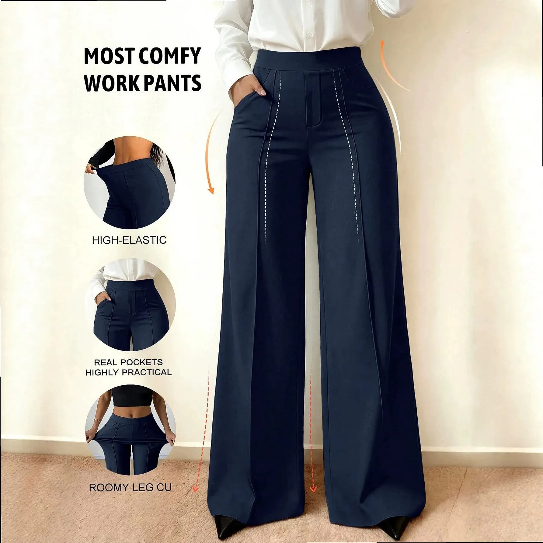 High Waist Straight Leg Pants Casual Loose Long Trousers Women Spring Summer Solid Color Trousers